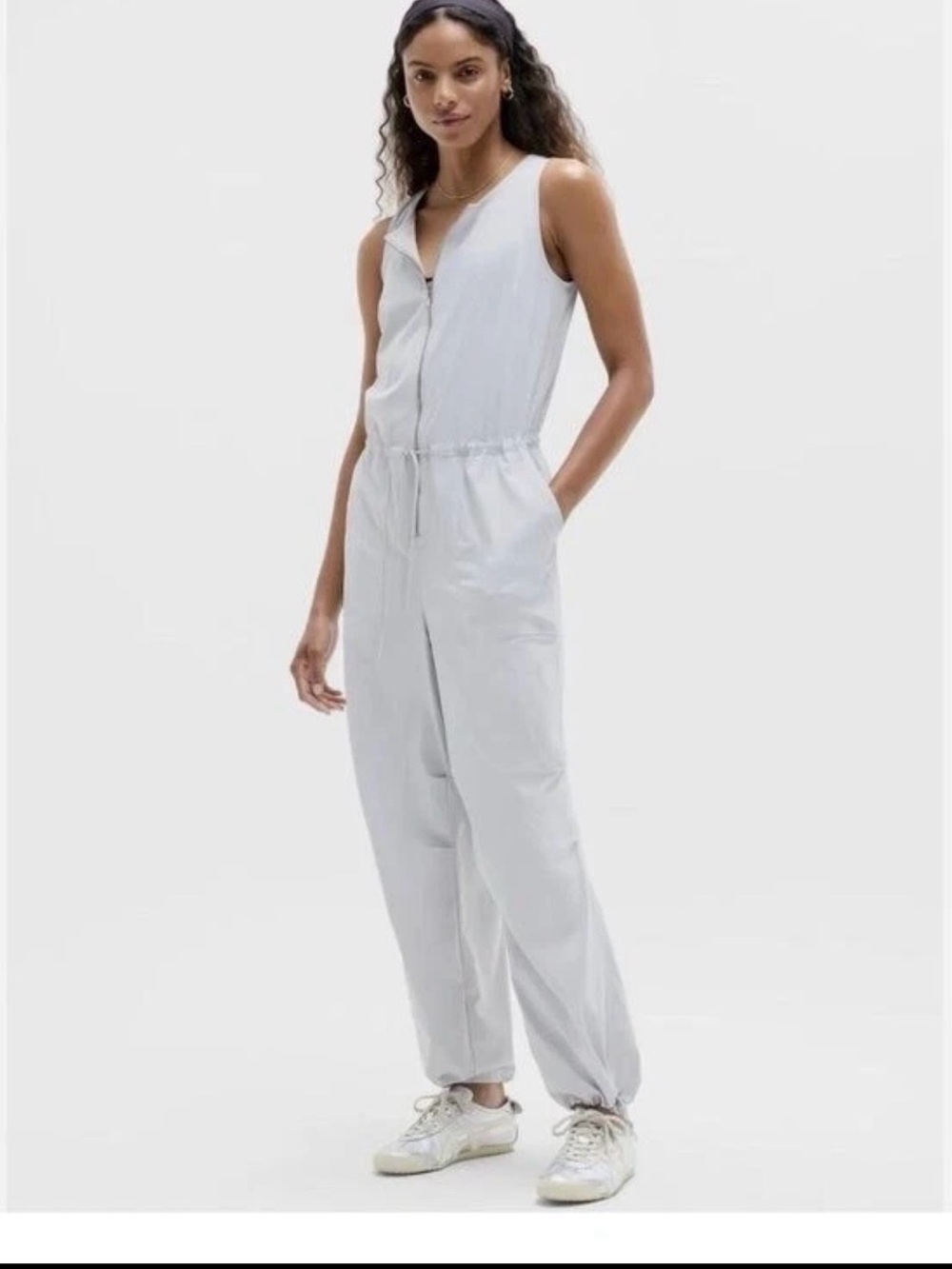 Athleta Light Gray Sleeveless Utility Jumpsuit